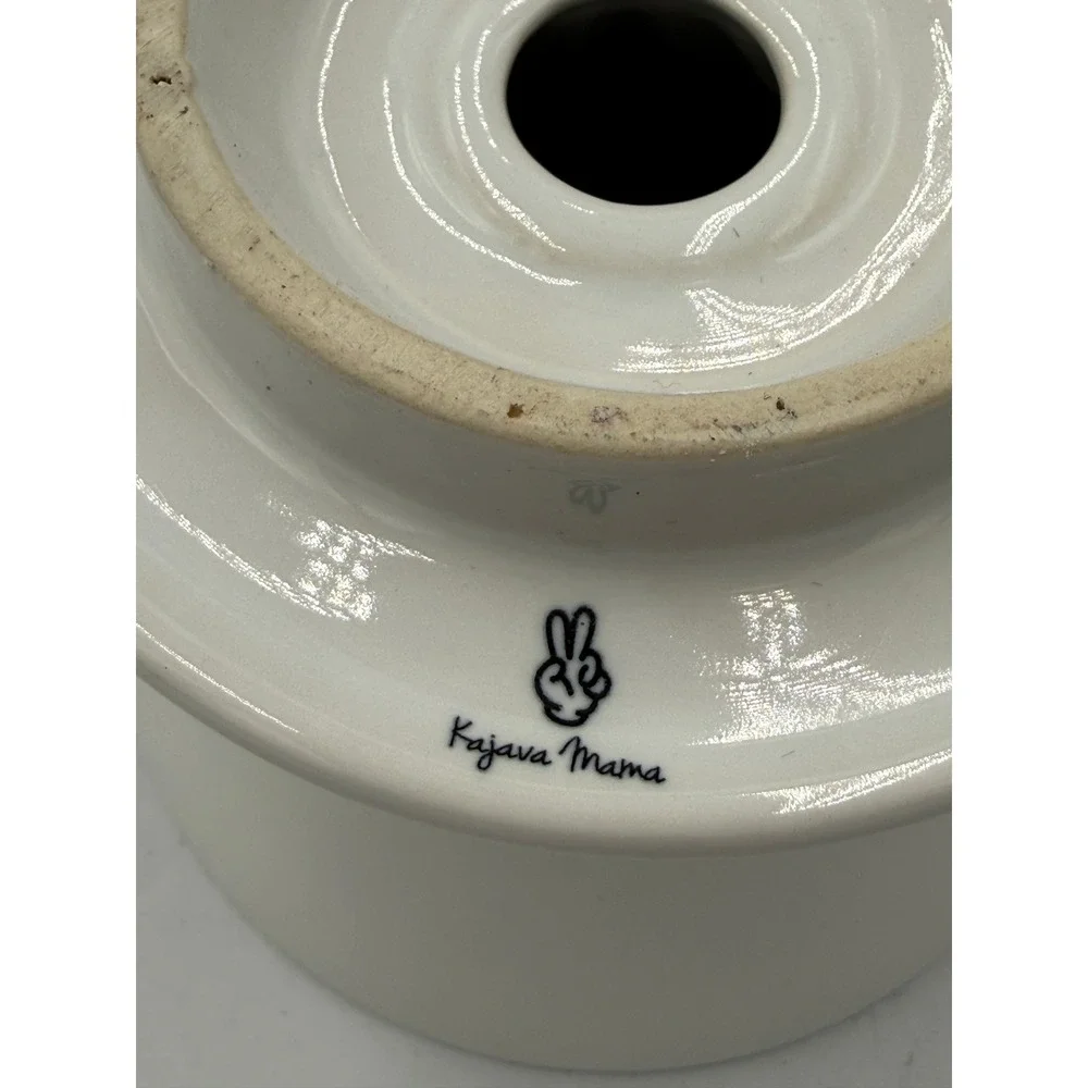 Kajava Mama Coffee Dripper Ceramic Pour Over White Spiral Ribbed V60 Style